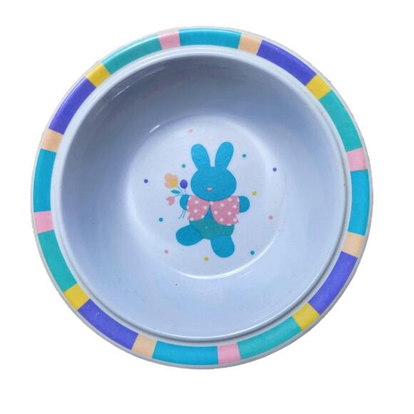 VINTAGE HALLMARK BUNNY MELAMINE BOWL KAWAII PASTEL 90S - Picture 1 of 4